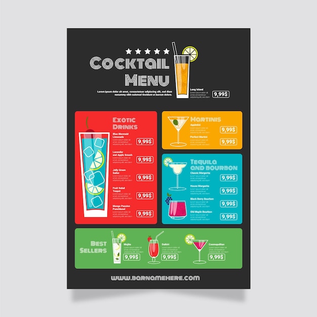 Cocktailkaart sjabloonontwerp