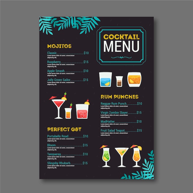 Gratis vector cocktailkaart