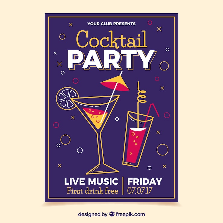 Gratis Vector cocktailpartij poster