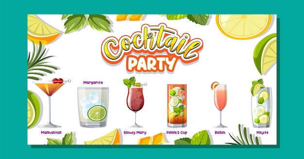 Gratis vector cocktailparty menu banner