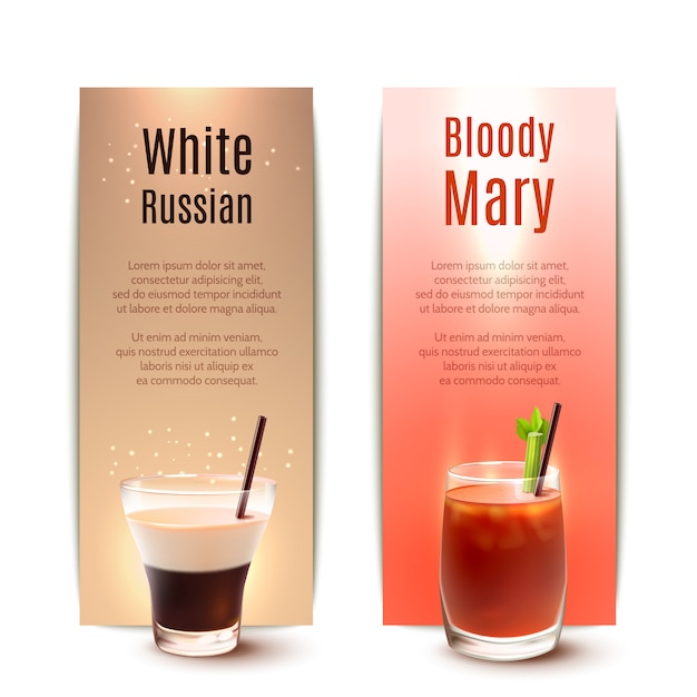 Cocktails banner set