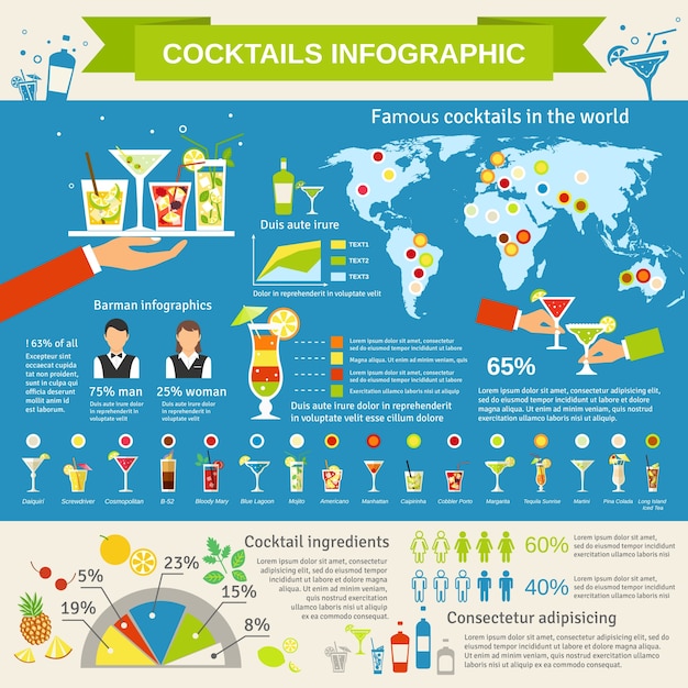 Cocktails consumptie infographic presentatie