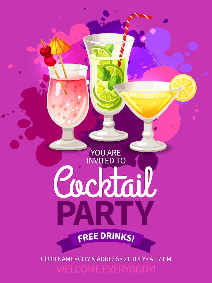 Gratis Vector cocktails feest flyers