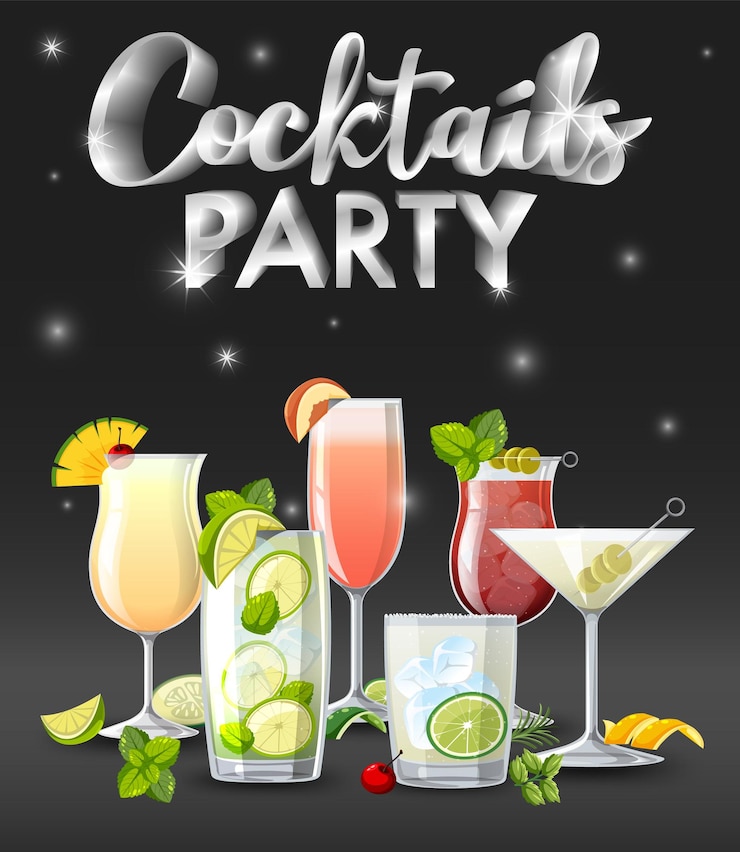 Gratis Vector cocktails feest sprankelende achtergrond