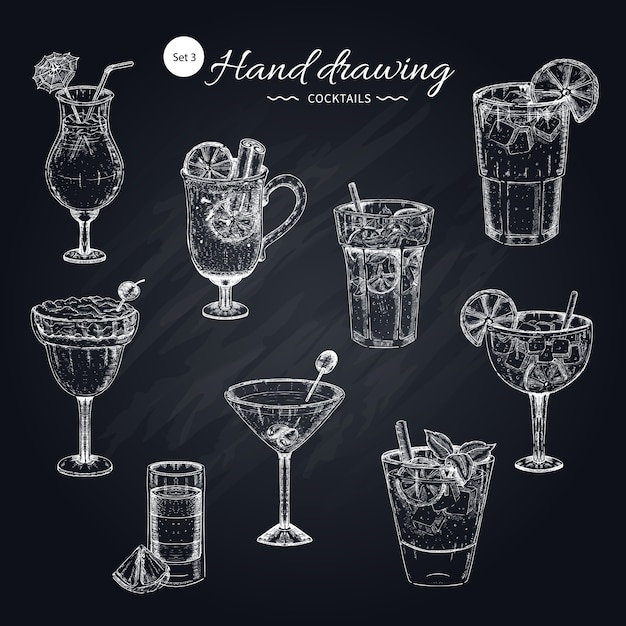 Cocktails hand getrokken collectie