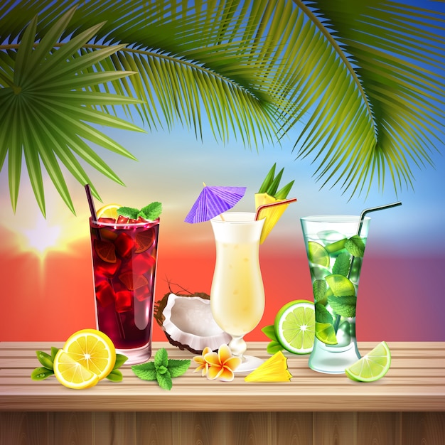 Cocktails instellen realistische compositie