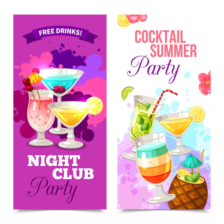 Gratis Vector cocktails partij banners