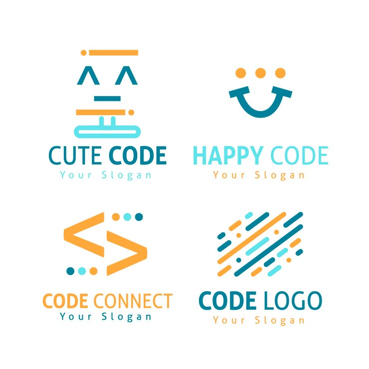 Gratis Vector code logo collectie plat ontwerp