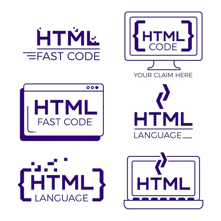Gratis Vector code logo decorontwerp plat