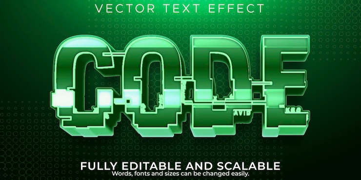 Gratis Vector codeteksteffect, bewerkbare hacker en beveiligingstekststijl