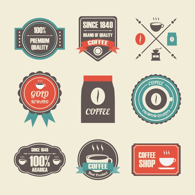 Gratis vector coffee labels collectie