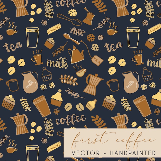 Gratis vector coffee patroon ontwerp