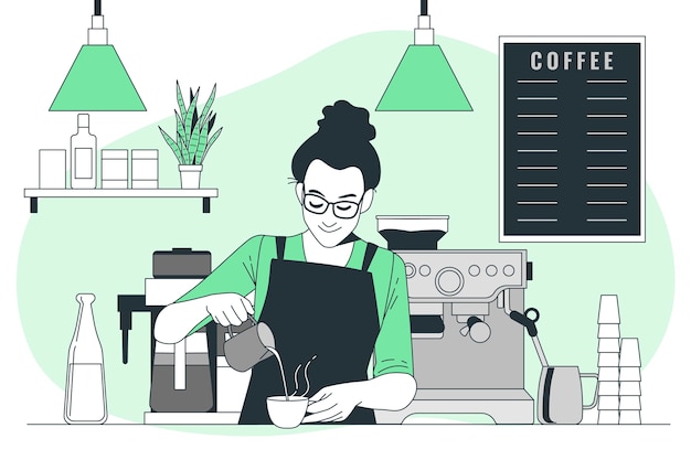 Coffeeshop barista concept illustratie