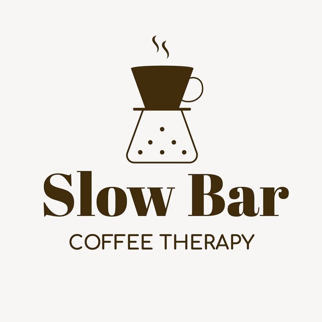 Coffeeshop logo, food business template voor branding ontwerp vector, slow bar koffie therapie tekst