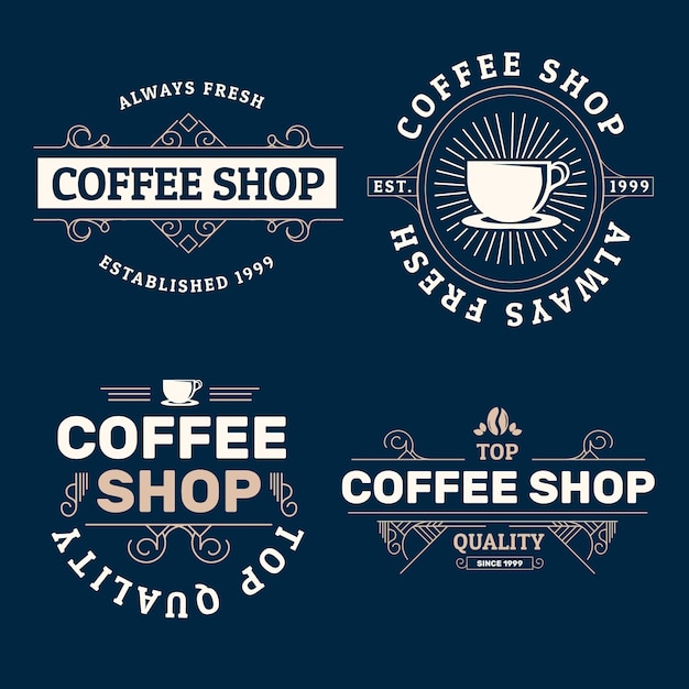 Gratis vector coffeeshop retro logo collectie