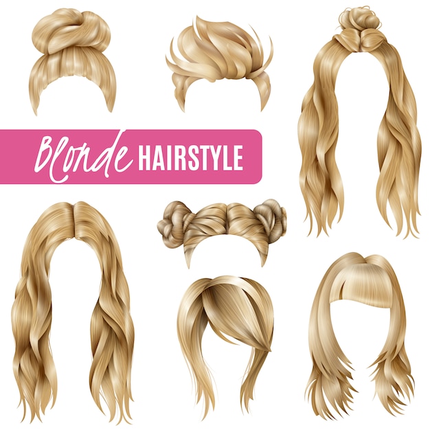 Gratis vector coiffures for blond women set