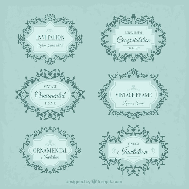 Gratis vector colecction van vintage floral frame