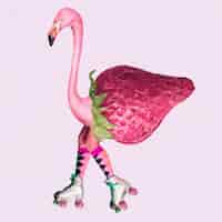 Gratis vector collage funky retro sticker vector, roze flamingo mixed media kunst