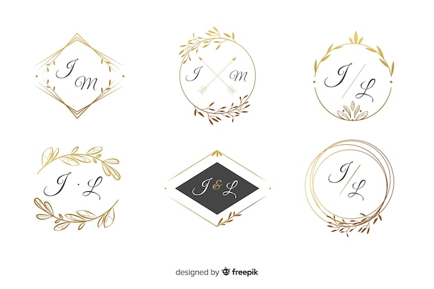 Gratis vector collectie bruiloft monogram logo's