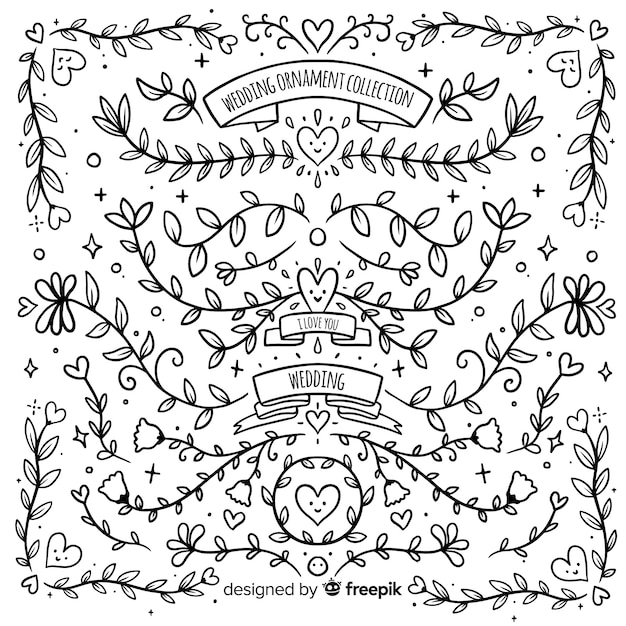 Gratis vector collectie bruiloft ornamenten