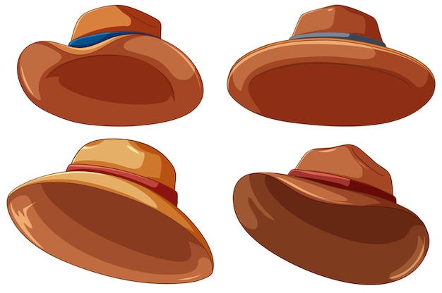 Gratis vector collectie bruine hoeden in verschillende stijlen