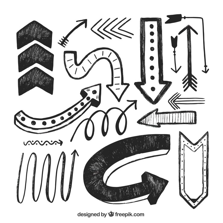 Gratis Vector collectie hand getrokken pijlen