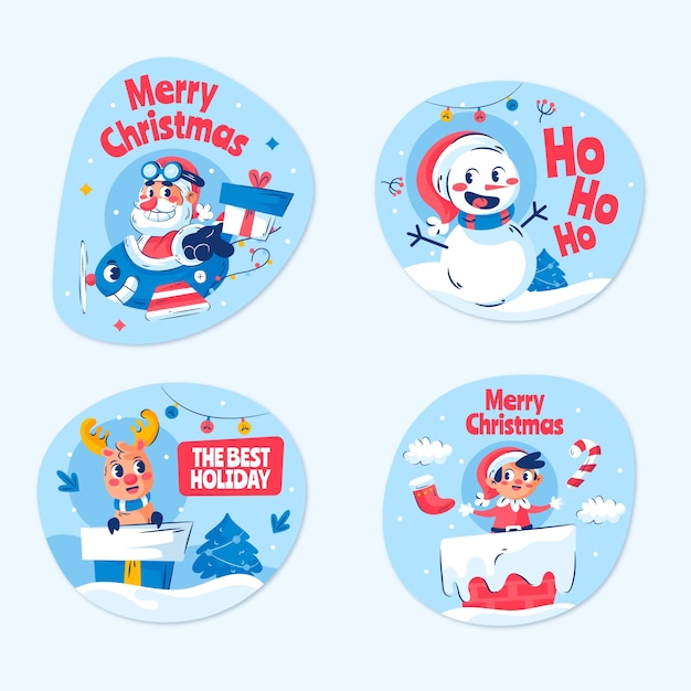 Gratis vector collectie kerstviering badges