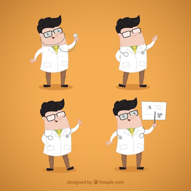 Gratis vector collectie met leuke dokter werken