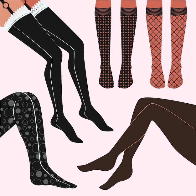 Gratis vector collectie platte panty's