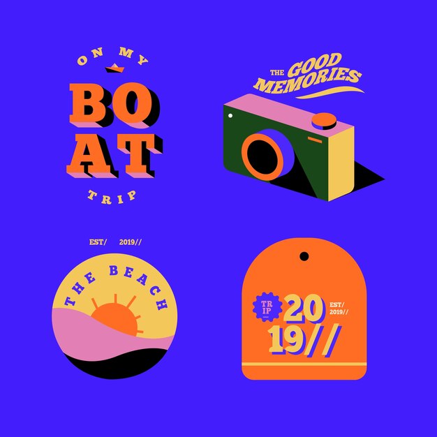 Collectie reisstickers in retrostijl