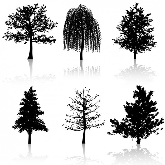 Gratis vector collectie van boomsilhouetten