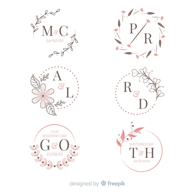 Gratis vector collectie van decoratieve bruiloft monogram