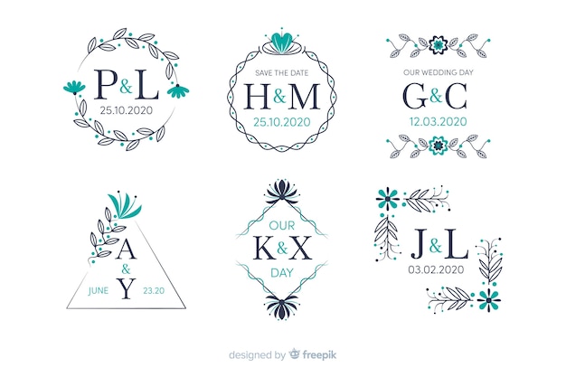 Collectie van decoratieve bruiloft monogram