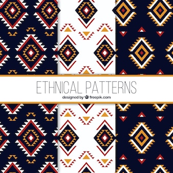 Collectie van drie etnische patronen in flat