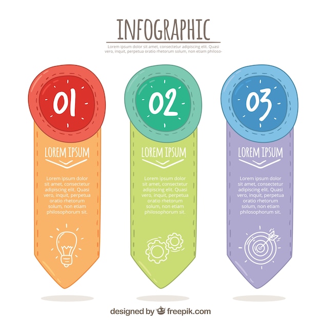 Collectie van drie handgetekende infographic banners