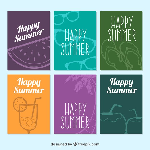 Collectie van gekleurde zomerkaarten