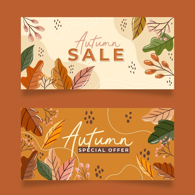 Gratis vector collectie van getekende herfst banners