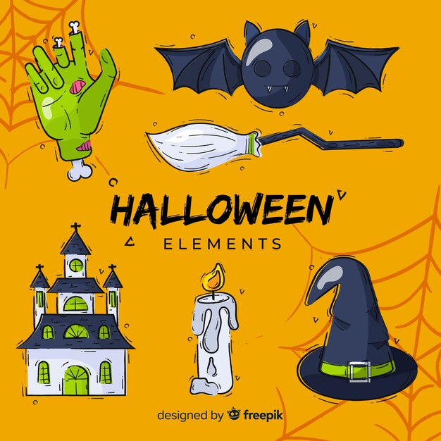 Collectie van hand getrokken halloween-element