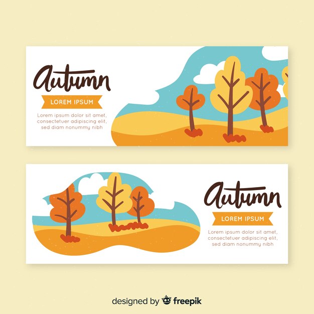 Collectie van hand getrokken herfst banners