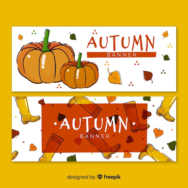 Collectie van hand getrokken herfst banners