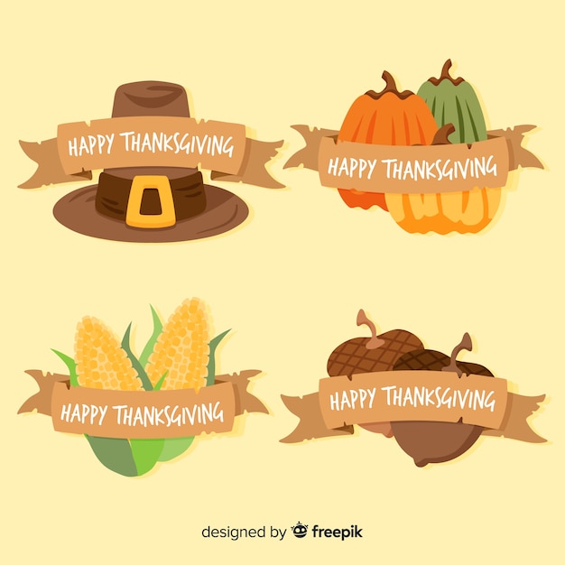 Gratis vector collectie van hand getrokken thanksgiving label