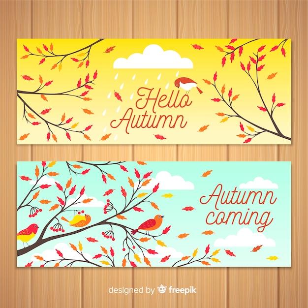 Collectie van herfst banner vlakke stijl