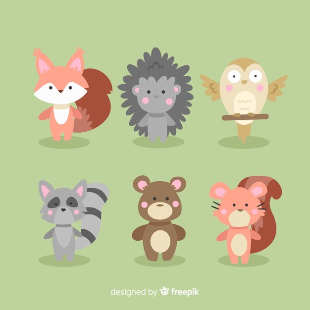Collectie van herfst bos dieren plat ontwerp