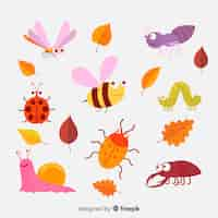 Gratis vector collectie van herfst bos dieren plat ontwerp