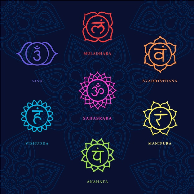 Gratis vector collectie van kleurrijke chakra's