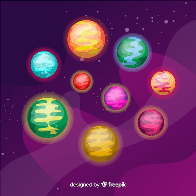Collectie van kleurrijke planeten uit zonnestelsel