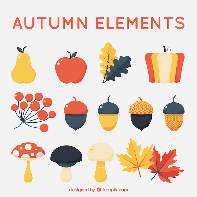 Gratis vector collectie van natuurlijke elementen herfst