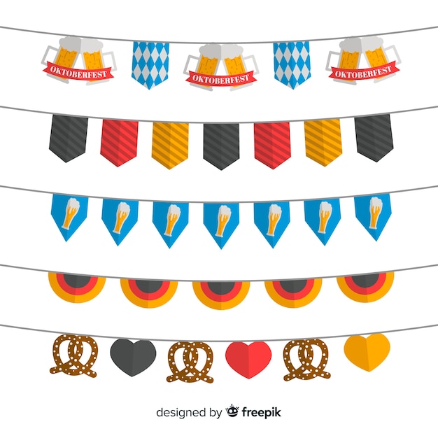 Gratis vector collectie van oktoberfest slinger plat ontwerp