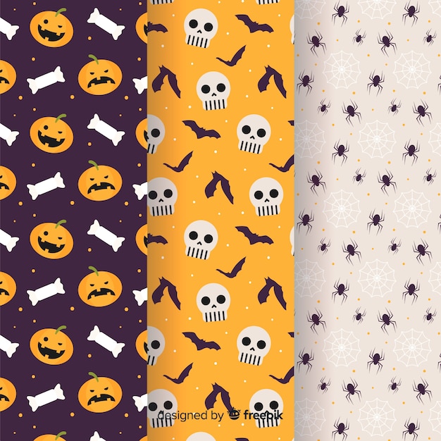 Gratis vector collectie van platte halloween patroon