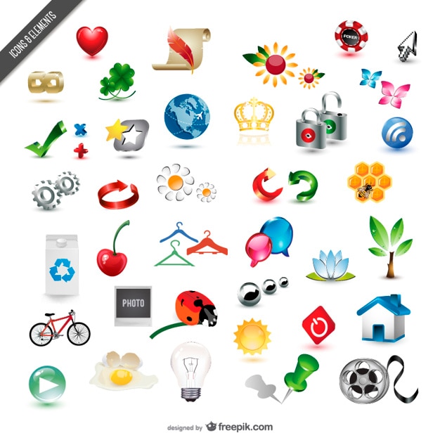 Gratis vector collectie van prachtige driedimensionale pictogram vector materiaal